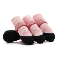 Breathable Dog Socks With Thick Grip Rubber Soles Pet Socks For Outdoor Indoor Protect Paws Safe On Hard Floor XL rožinė