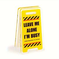 1pc Funny Office Sign  Leave Me Alone I'm Busy , Acrylic Desk Nameplate for Coworker Gift, Humorous Decor geltona