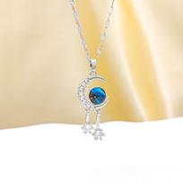 Women's Zircon Moon Planet Pendant Necklace - New Luxury Titanium Steel Design