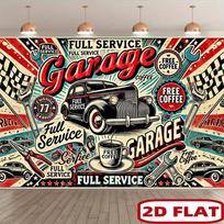 VIKAMA American Vintage Garage Car Tapestry  American Industrial Style Decor for Living Rooms Bedrooms and Bars 74x94cm(29x37in)