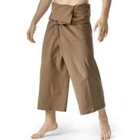 Thai Fisherman Pants Summer Solid Color Drawstring Wide Legs Pockets Menswear Flax Casual Loose Men Martial Arts Trousers Daily Life kava