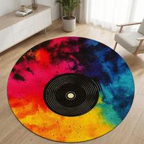 Retro Flowers and Plants Fox Pattern Round Area Rug, Non-slip Large Area Rug for Bedrooms, Kitchens, Farmhouses, Home Decor 80cm