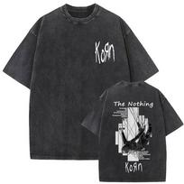Washed Vintage Rock Band Korn The Nothing Album Graphic T-shirt Men Women Retro Alternative Metal T-shirts Man Oversized T Shirt S įvairiaspalvis