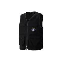 PUMA Front Brand Logo Print Zip-Up Sleeveless Vest Men Vests Black 537422-01 L