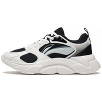 Li-Ning Comfortable Fabric Synthetic Leather Shock Absorbing Non-Slip Wear-Resistant Low-Top Running Shoes Women sneakers Black White ARSS058-3 35 white