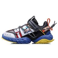 Li Ning Pangu Youth Edition Non-Slip Shock Absorbing Wear-Resistant Casual Shoes Kids Sneakers White Black Gray YKCQ194-7 34 black