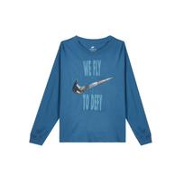Nike Swoosh Vintage Letter Crew Neck Long Sleeve Loose Casual Sweatshirt Women sweatshirt Blue DX0727-407 S