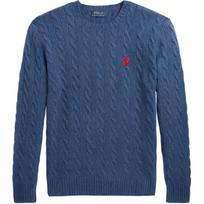 Polo Ralph Lauren FW23 Small Pony Logo Embroidered Crew Neck Cable Knit Sweater Men sweater Navy-Blue MNPOSWE16820142-410 XS