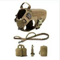 Water-Repellent 1000D Nylon Tactical Dog Vest Harness for Large Dogs L chaki