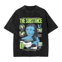 Men T Shirt The Substance Horror Movie Washed T Shirts Novelty Summer Tees Y2K Fun Print Cotton Tops New Arrival S juoda
