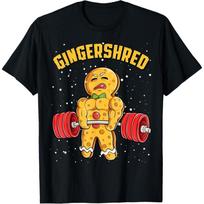 Gingershred Funny Gingerbread Man Gym Bodybuilding Christmas T-Shirt S juoda