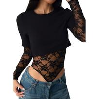 Women's fashionable button-down round neck three-quarter sleeve t-shirt top M