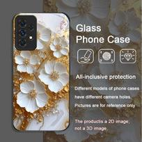 Estetiškas Gėlių Marmuro Tekstūros Meninis Grūdintas Stiklas Telefonų Dėklas Samsung Galaxy A56 A72 A55 A54 A53 A52 A36 A51 A15 A14 Galaxy A35 5G gray