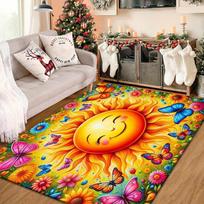 Sunny Butterfly Rug for Kids Room  Vibrant Sunflower Area Rugs  Christmas Gift Ideas for Children's Décor Skid resistant carpet 50cm x 80cm