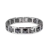 Magnetic Bracelet Benefits Black Ceramic 20cm Hematite Health Energy Bracelet for Men Chain Link Luxury Stainless Steel Bracelet