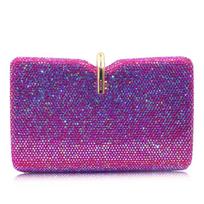 Coffee/Red Crystal Large Evening Clutches Diamond Wedding Purses Rhinestone Party Handbags Silver Bridal Dinner Clutch Bag 18cmX13cmX8cm rožinė raudona spalva