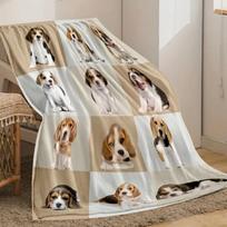 VIKAMA Cute Beagle Flannel Blanket - Soft and Lightweight, Suitable for All Seasons, Perfect for Napping, Machine Washable 80x120cm(31x47inch)