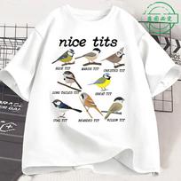 Nice Tits Funny Bird Watching T Shirts Humor Tit Birds Birdwatcher T Shirt Men Women Clothing Fashion Hip Hop Oversized T-shirt S įvairiaspalvis