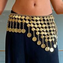 Meier Waist chain bohemia style coin waist chain women's fashion belly dance belt 115 auksas