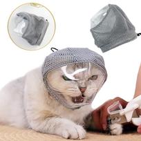 Kvėpuojantis tinklinis katės galvos apdangalas Anti-Scratch Apsauginė kaukė Reguliuojamas prigludimas su skaidriu veido skydeliu patogiam dėvėjimui M gray