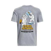 Under Armour Water Cooler Cartoon Print Training Short Sleeve T-Shirt Men Tops Gray 1379555-035 XL gray