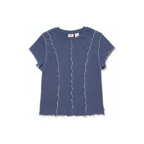 Levis Solid Color Slim Fit Casual Round Neck Short Sleeve T-Shirt Women Tops Blue A5917-0001 XS