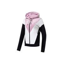 FILA Athletics Color Block Basic Simple Sports Casual Knit Hooded Jacket Women jackets Bellflower-Purple A11W243502FVT S white