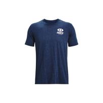 Under Armour Dopamine Round Neck Fitted Sports T-Shirt With Letter Logo Barcode Print Men Tops Blue 1370527-408 L blue