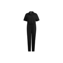 Adidas Neo Vbe Jumpsuit Solid Color Logo Embroidery Drawstring Elastic Waist Polo Short Sleeve Jumpsuit Women jumpsuit Black HM2041 XL