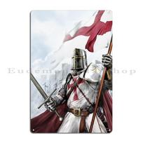 Templar Knight Motto The Crusader Metal Sign Vintage Knight Templar Tin Posters Home Abstract Warrior Portrait Tin Sign Poster 20x30cm