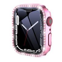 Glitter Diamond Screen Protector For Apple Watch 45 41 40 44mm 42mm 38mm With Tempered Glass Case IWatch Series 9 8 7 6 SE 5 4 3 45MM Series 8 7 vidurnakčio mėlyna spalva
