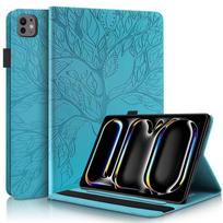 For IPad Pro 13 M4 Case 13  Embossed Tree PU Leather Wallet Flip Cover for Funda IPad Pro 13 Inch 2024 Case Cover Coque iPad Pro 13 2024 M4 mėlyna