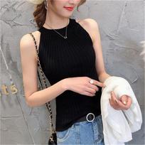 Plus Size Ice Silk Halter Neck Camisole Vest (80-200 Jin) - Knit Sleeveless Base Layer T-shirt 2026 S (80-95 Jin) juoda