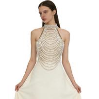 Pearls Body Chain Bra Multilayer Pearls Chest Chain Body Accessories Jewelry for Women Nightclub Raves Body Jewelry 1