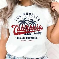Relax Los Angeles Beach West Coast Print T-shirt Short Sleeve O-ncek Women's Clothing Top Tee Fashion T Shirt M
