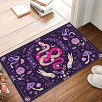 Mystic Witchcraft Area Rug Psychedelic Snake Tarot Carpet for Occult Lover Non-Slip Washable Floormat Doormat Retro Decor Purple 40x60CM