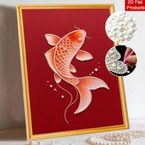 DIY Pearl Embroidery Diamond Painting Kit Lucky Koi Fish Sparkling Beads Art Craft Handmade Decoration Gift for Home 30x40cm