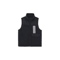 Adidas Neo FW22 Utility Down Vest With Stripe Print And Zipper Unisex Outerwear Black HN4776 S