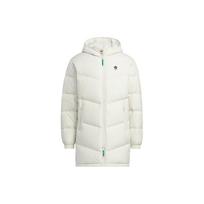 Adidas Neo Solid Color Hooded Zipper With Brand Logo Print Mid-Length Down Jacket Unisex Outerwear White HN4788 XL
