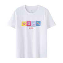 Li-Ning Ping Pong Series Graphic Print Round Neck T-Shirt Unisex Tops White ATST031-2 XXXL white