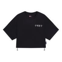 Li Ning Vital Essential Solid Color Text Pattern Round Neck Short Sleeve T-Shirt Women Tops Black AHSSB32-5 L