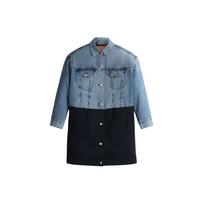 Levis Color Block Polo Collar Mid-Length Thick Denim Jacket Women jackets Blue 57432-0001 S