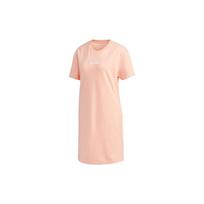 Adidas Neo C Plus Dress Solid Color Letter Print Sports Casual Breathable Round Neck Short Sleeve Dress Women dresses Pink EI4702 M
