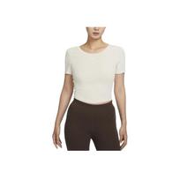 Nike Sportswear Chill Knit Solid Color Loose Back Short Sleeve T-Shirt Women Tops Light-Red Wood-Brown FN3665-104 M