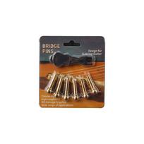 6 Pcs Acoustic Guitar Bridge Pin Guitar Strings Nail Solid Copper Brass with Guitar Bridge Pin Puller juoda