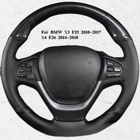 Car Steering Wheel Cover  Leather For BMW X3 F25 2010-2017 X4 F26 2014-2018 Steering Wheel Braid Car Accessory Red Blue Thread gray