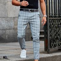 Naujos Vyriškos Kelnės Laisvalaikio Vyriškos Kelnės Siauros Tamprios Vyriškos Chino Kelnės Slim Fit Vyriškos Laisvalaikio Kelnės Langeliu Kelnės XXXL mėlyna