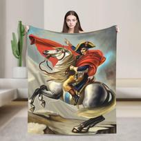 Napoleon Bonaparte Crossing the Alps Blanket Art Wool Awesome Warm Throw Blanket for Home Winter Office 75x90cm