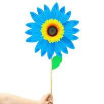 Outdoor Garden Wind Spinner Sunflower Shaped Decorative Yard Ornament with Rotating Blades for Lawn Patio and Landscape Decoration One Size mėlyna