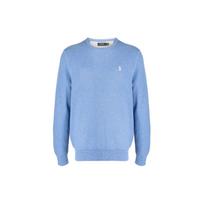Polo Ralph Lauren Vienspalvis megztas džemperis su siuvinėtu logotipu, apvalia iškirpte, vyriškas džemperis, šviesiai mėlynas 710918163-009 M gray